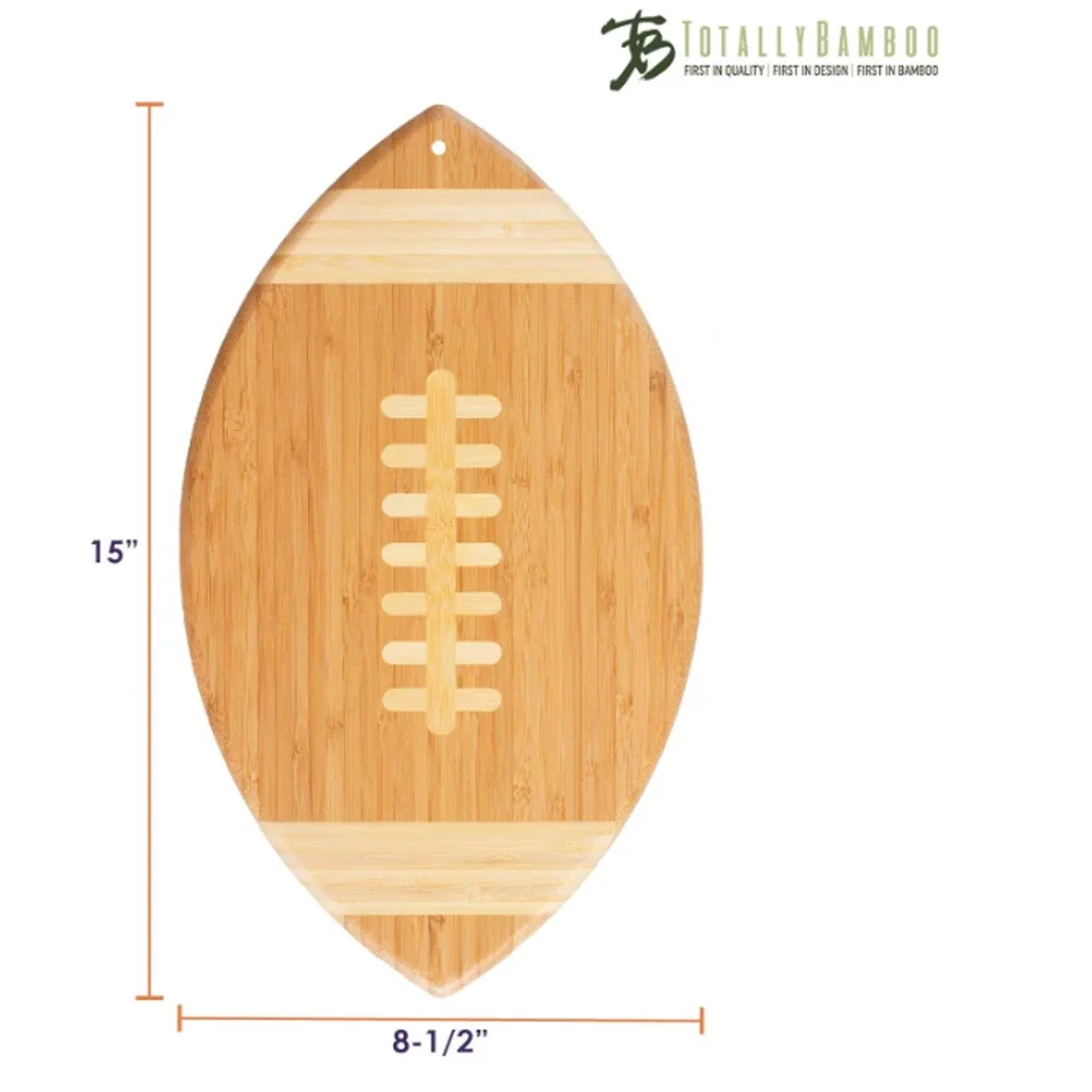Totally Bamboo Football Shaped Wood Cutting Board Charcuterie Board 15” Long NEW